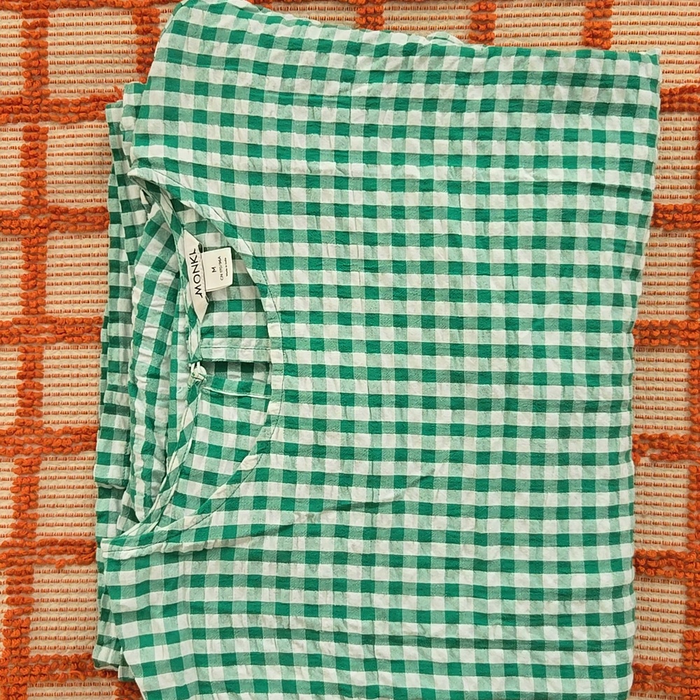 Monki Green and White Checkered Dress